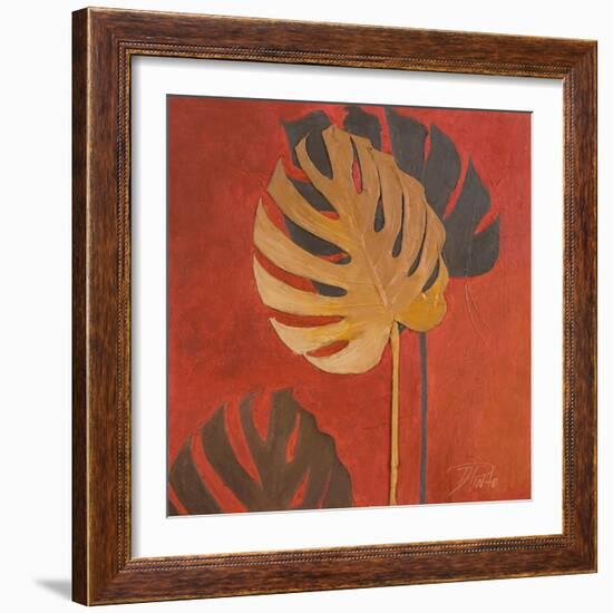 My Fashion Leaves on Red I-Patricia Pinto-Framed Art Print