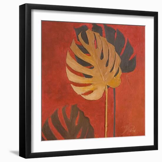 My Fashion Leaves on Red I-Patricia Pinto-Framed Art Print