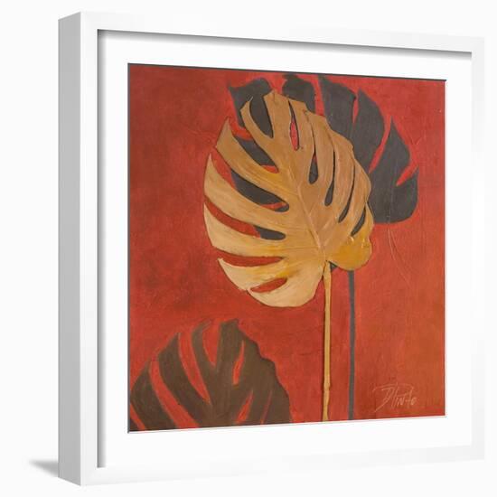 My Fashion Leaves on Red I-Patricia Pinto-Framed Art Print