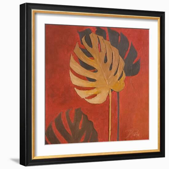 My Fashion Leaves on Red I-Patricia Pinto-Framed Art Print