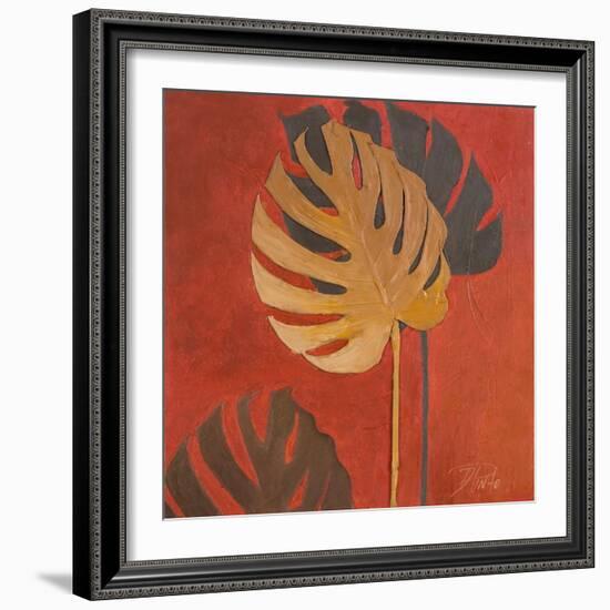 My Fashion Leaves on Red I-Patricia Pinto-Framed Premium Giclee Print