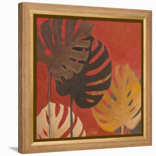 My Fashion Leaves on Red II-Patricia Pinto-Framed Stretched Canvas