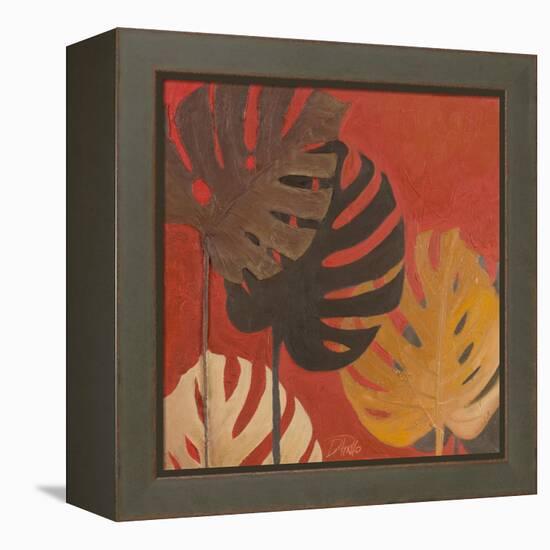 My Fashion Leaves on Red II-Patricia Pinto-Framed Stretched Canvas