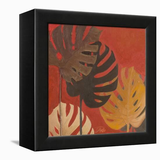 My Fashion Leaves on Red II-Patricia Pinto-Framed Stretched Canvas