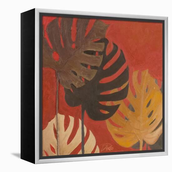 My Fashion Leaves on Red II-Patricia Pinto-Framed Stretched Canvas