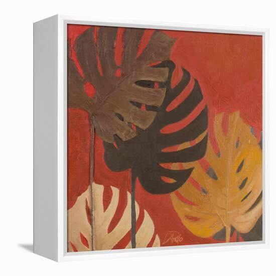 My Fashion Leaves on Red II-Patricia Pinto-Framed Stretched Canvas