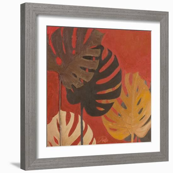 My Fashion Leaves on Red II-Patricia Pinto-Framed Art Print