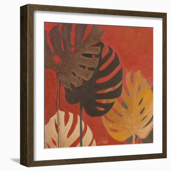 My Fashion Leaves on Red II-Patricia Pinto-Framed Art Print