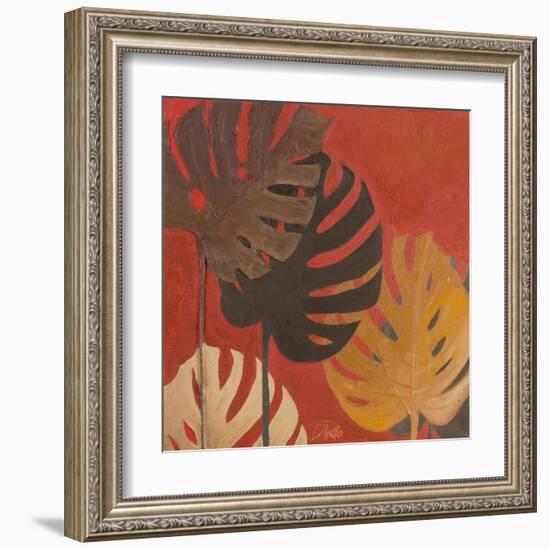 My Fashion Leaves on Red II-Patricia Pinto-Framed Art Print