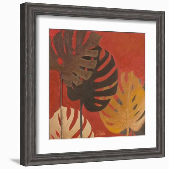 My Fashion Leaves on Red II-Patricia Pinto-Framed Art Print