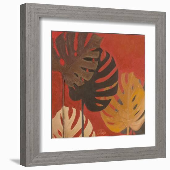 My Fashion Leaves on Red II-Patricia Pinto-Framed Art Print