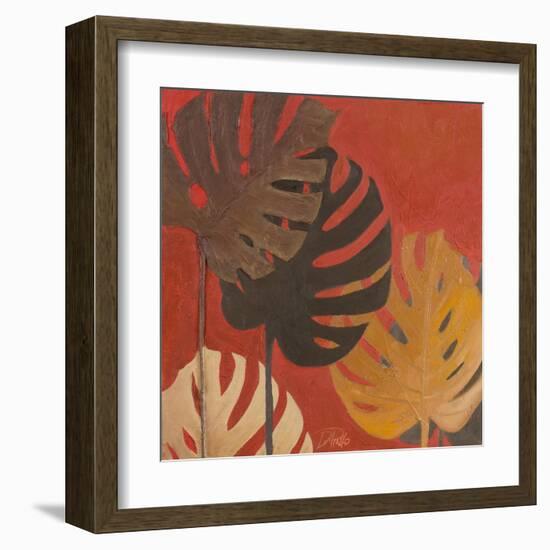 My Fashion Leaves on Red II-Patricia Pinto-Framed Art Print