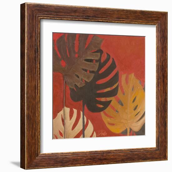 My Fashion Leaves on Red II-Patricia Pinto-Framed Art Print