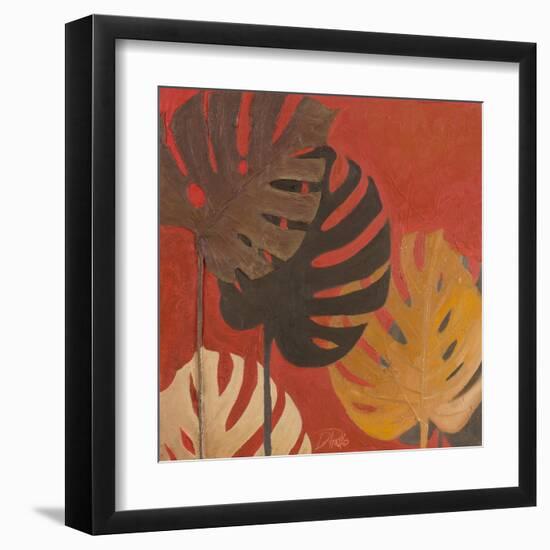 My Fashion Leaves on Red II-Patricia Pinto-Framed Art Print