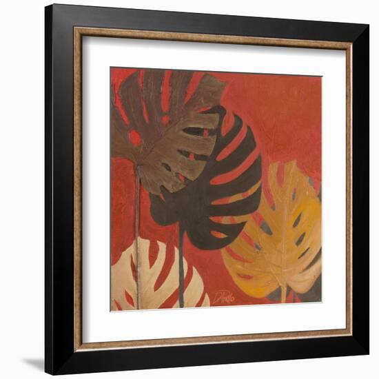 My Fashion Leaves on Red II-Patricia Pinto-Framed Art Print