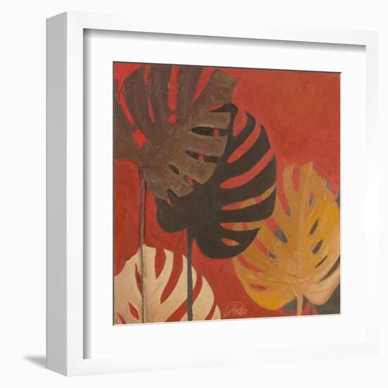 My Fashion Leaves on Red II-Patricia Pinto-Framed Art Print