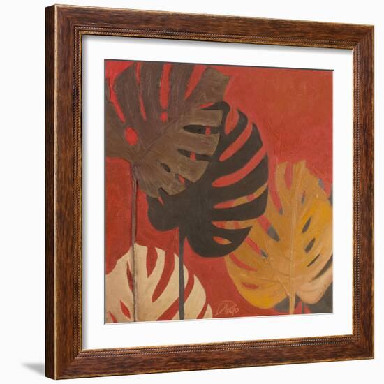 My Fashion Leaves on Red II-Patricia Pinto-Framed Premium Giclee Print