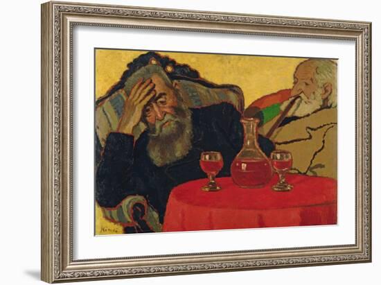 My Father with Uncle Piacsek Drinking Red Wine, 1907-Jozsef Rippl-Ronai-Framed Giclee Print