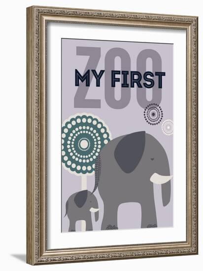 My First Zoo - Elephant - Purple-Lantern Press-Framed Art Print