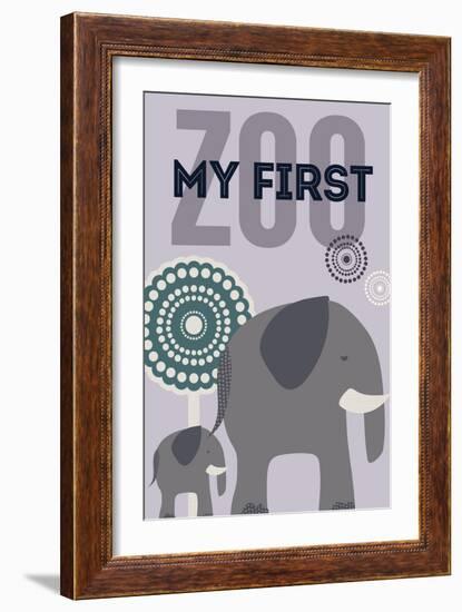 My First Zoo - Elephant - Purple-Lantern Press-Framed Art Print