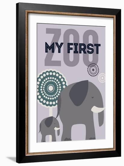 My First Zoo - Elephant - Purple-Lantern Press-Framed Premium Giclee Print