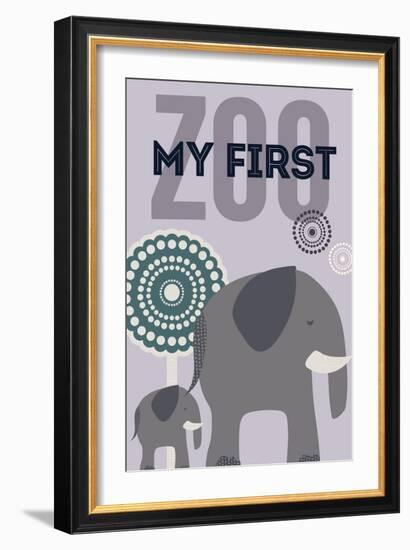 My First Zoo - Elephant - Purple-Lantern Press-Framed Premium Giclee Print