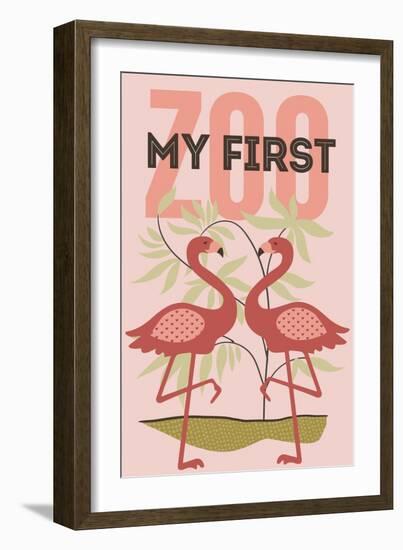 My First Zoo - Flamingo - Pink-Lantern Press-Framed Premium Giclee Print