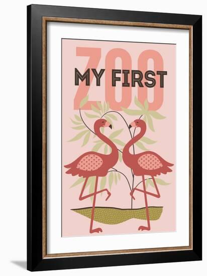 My First Zoo - Flamingo - Pink-Lantern Press-Framed Premium Giclee Print