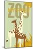 My First Zoo - Giraffe - Yellow-Lantern Press-Mounted Art Print