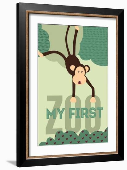 My First Zoo - Monkey - Green-Lantern Press-Framed Premium Giclee Print