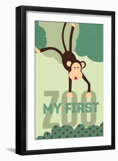 My First Zoo - Monkey - Green-Lantern Press-Framed Premium Giclee Print