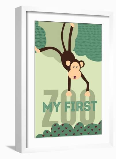 My First Zoo - Monkey - Green-Lantern Press-Framed Premium Giclee Print