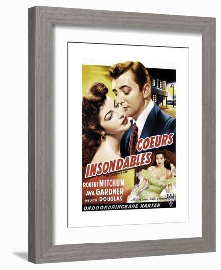 My Forbidden Past, from Left, Ava Gardner, Robert Mitchum, 1951-null-Framed Giclee Print