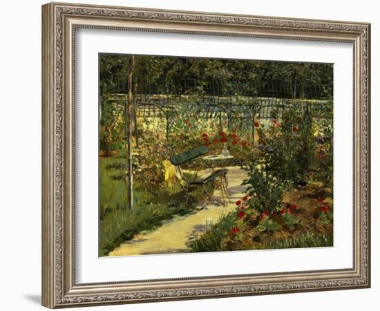 My Garden. the Bench, 1883-Edouard Manet-Framed Art Print