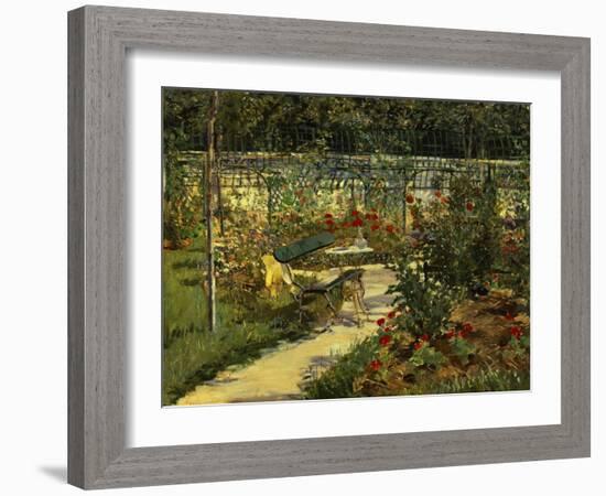 My Garden. the Bench, 1883-Edouard Manet-Framed Art Print