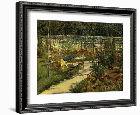 My Garden. the Bench, 1883-Edouard Manet-Framed Art Print