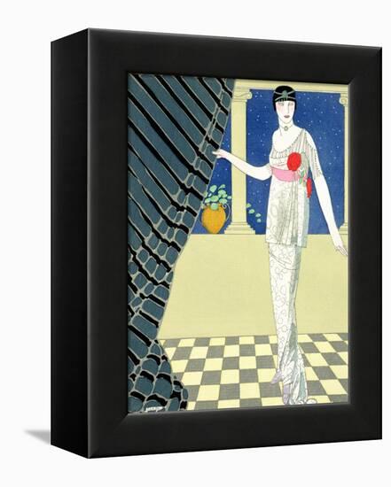 My Guests Have Not Arrived, Illustration of a Woman in a Dress by Redfern-Georges Barbier-Framed Premier Image Canvas