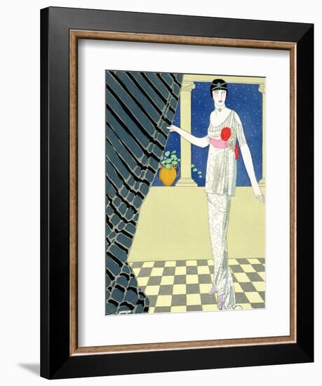 My Guests Have Not Arrived, Illustration of a Woman in a Dress by Redfern-Georges Barbier-Framed Giclee Print