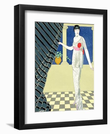 My Guests Have Not Arrived, Illustration of a Woman in a Dress by Redfern-Georges Barbier-Framed Giclee Print