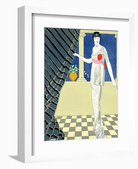 My Guests Have Not Arrived, Illustration of a Woman in a Dress by Redfern-Georges Barbier-Framed Giclee Print