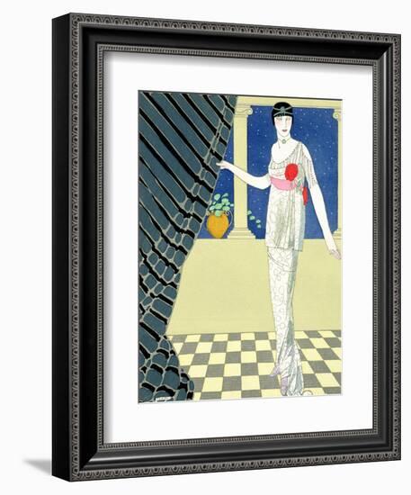 My Guests Have Not Arrived, Illustration of a Woman in a Dress by Redfern-Georges Barbier-Framed Giclee Print