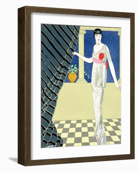 My Guests Have Not Arrived, Illustration of a Woman in a Dress by Redfern-Georges Barbier-Framed Giclee Print