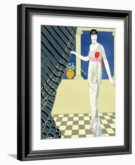 My Guests Have Not Arrived, Illustration of a Woman in a Dress by Redfern-Georges Barbier-Framed Giclee Print