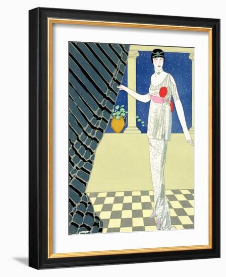 My Guests Have Not Arrived, Illustration of a Woman in a Dress by Redfern-Georges Barbier-Framed Giclee Print