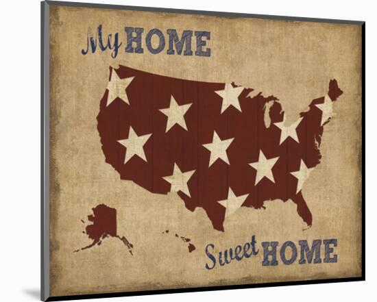 My Home Sweet Home USA Map-Sparx Studio-Mounted Art Print