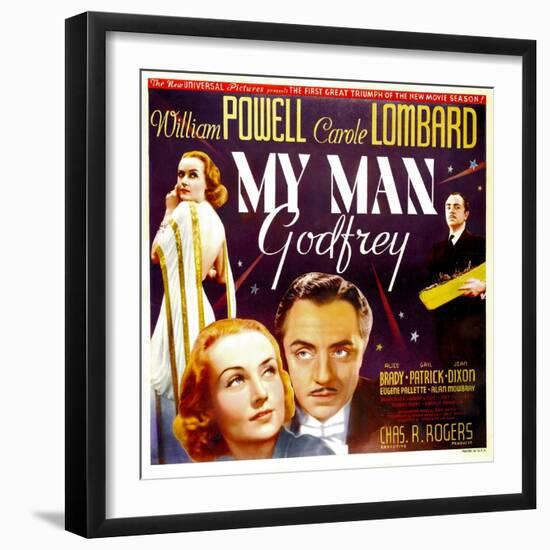 My Man Godfrey, Carole Lombard, William Powell, 1936-null-Framed Premium Giclee Print