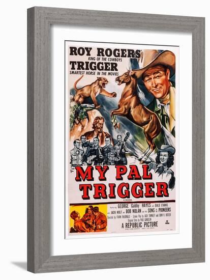 My Pal Trigger, Top Right: Roy Rogers; Below: Dale Evans, 1946-null-Framed Art Print