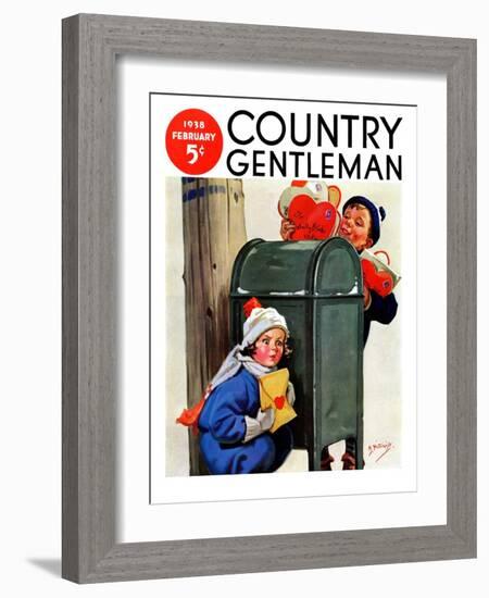 "My Secret Valentine," Country Gentleman Cover, February 1, 1938-Henry Hintermeister-Framed Giclee Print