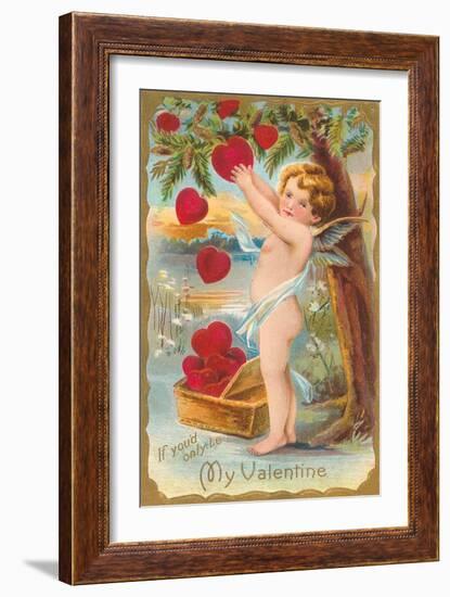 My Valentine, Cupid Picking Hearts-null-Framed Art Print