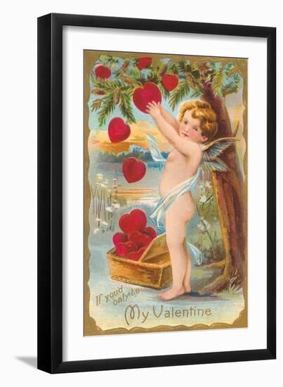 My Valentine, Cupid Picking Hearts-null-Framed Art Print